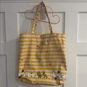 Cath Kidston X Moomin Striped Yellow Tote Bag with Cartoon Characters